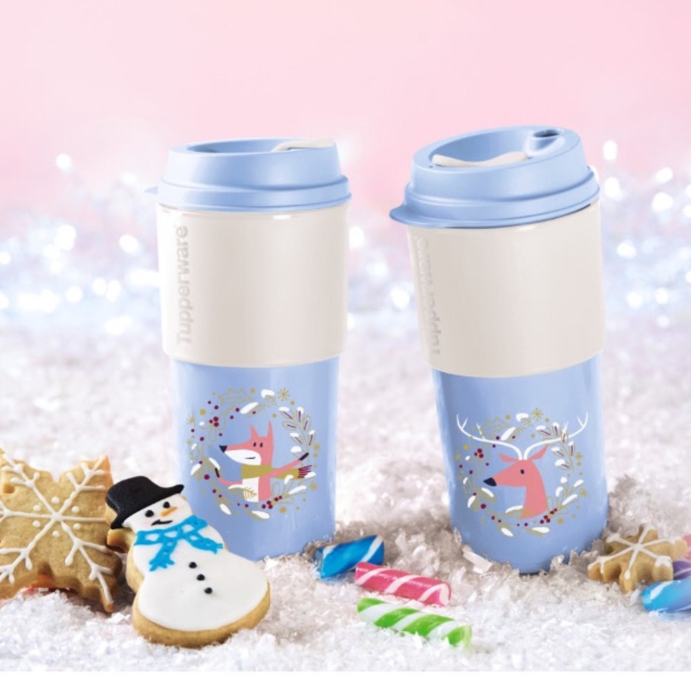 Tupperware Christmas Tumblers  Coffee To go Set of 2